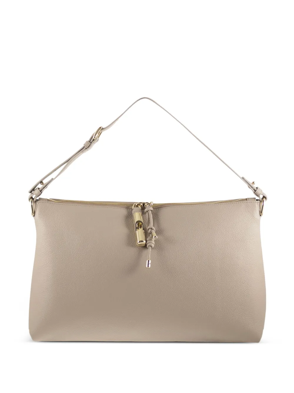 Furla large Debby zip leather shoulder bag - Toni neutri