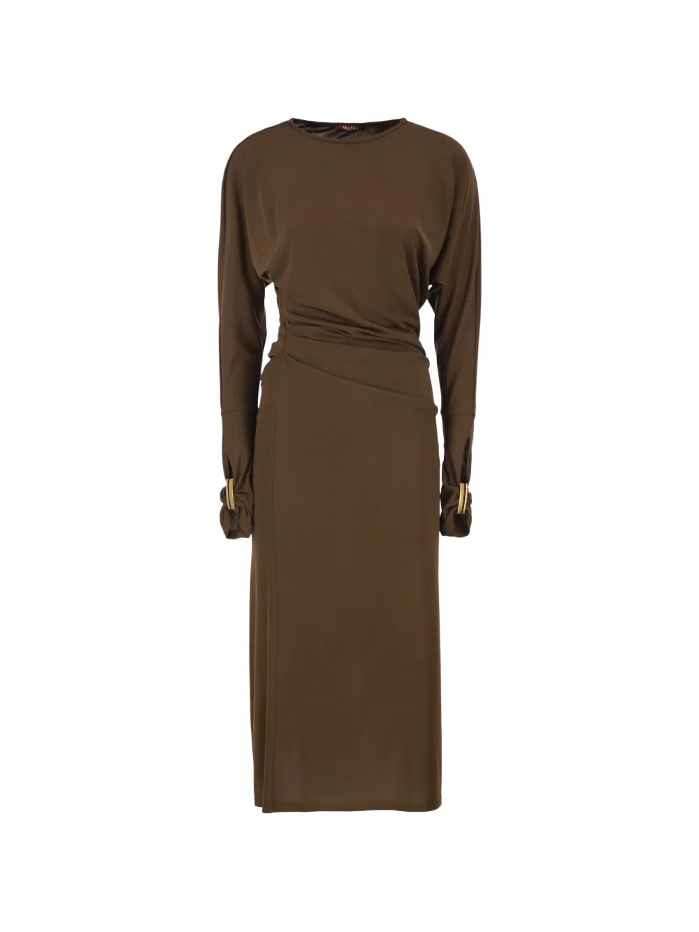 Max Mara draped-waist midi dress - Marrone