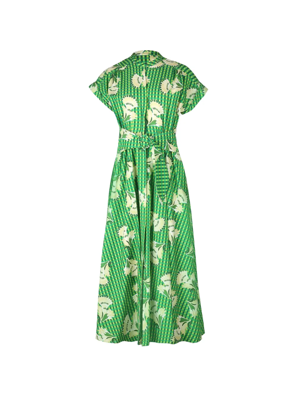 Saloni Neesha gingham floral-print maxi dress - Green