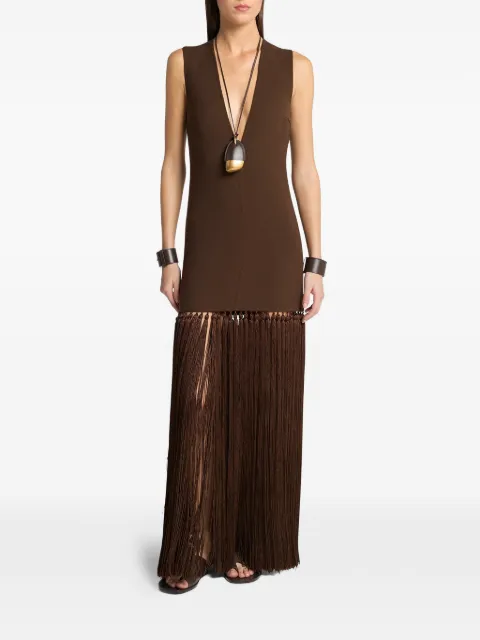 Michael Kors Collection V-neck tassel maxi dress