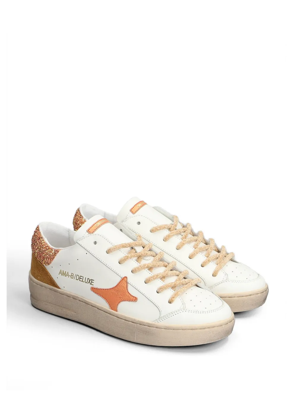 Ama Brand glitter-embellished star-patch sneakers Wit