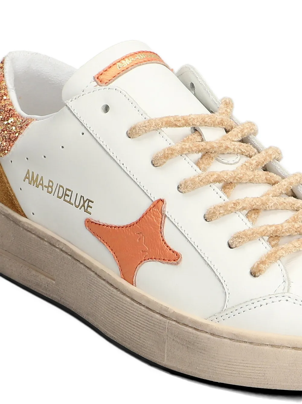 Ama Brand glitter-embellished star-patch sneakers Wit