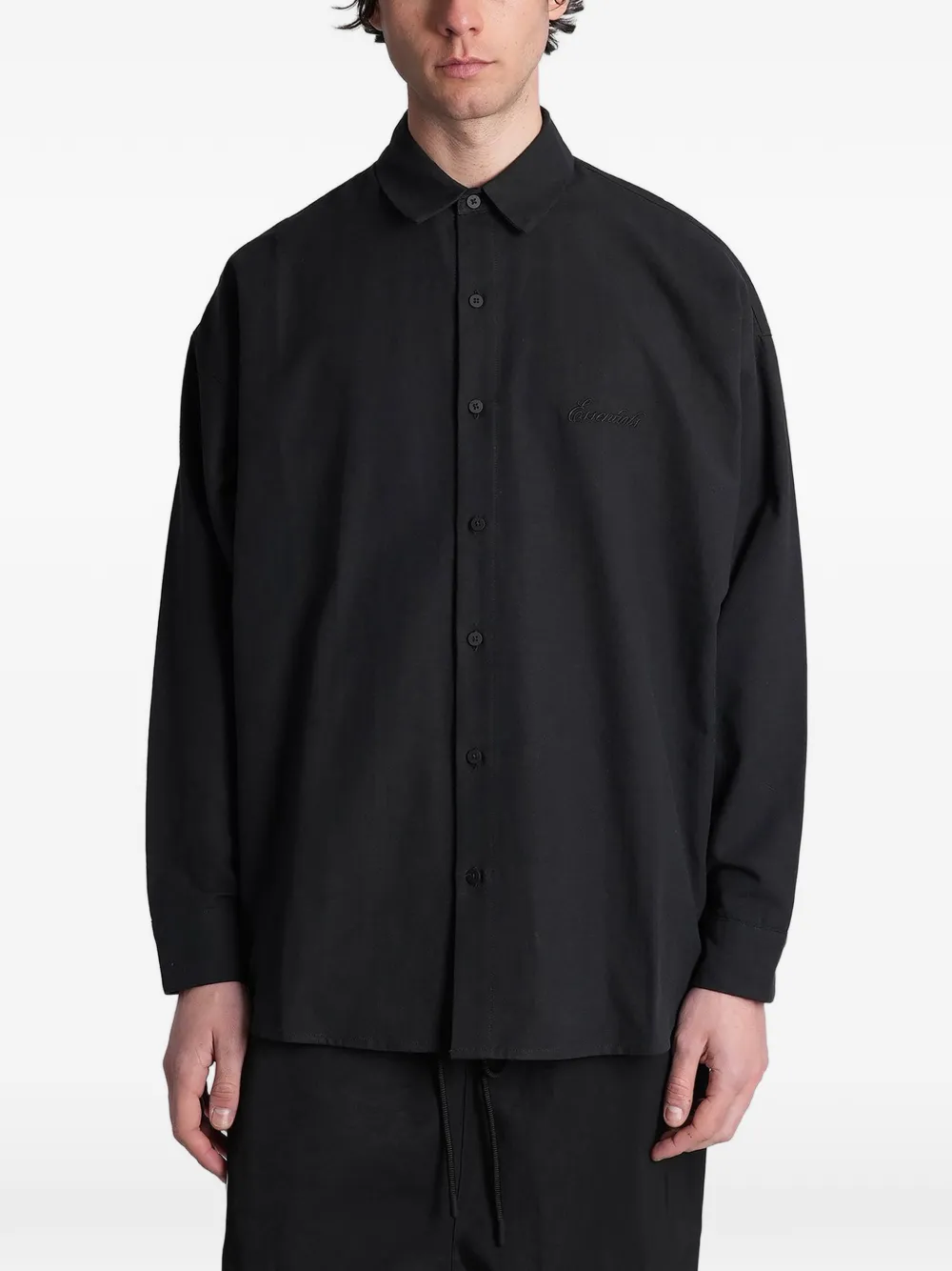 FEAR OF GOD ESSENTIALS logo-embroidered long-sleeve shirt - Nero