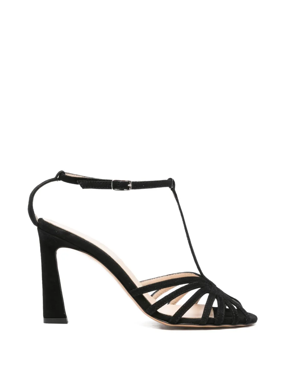 Anna F Caged T-bar Sandals In Black