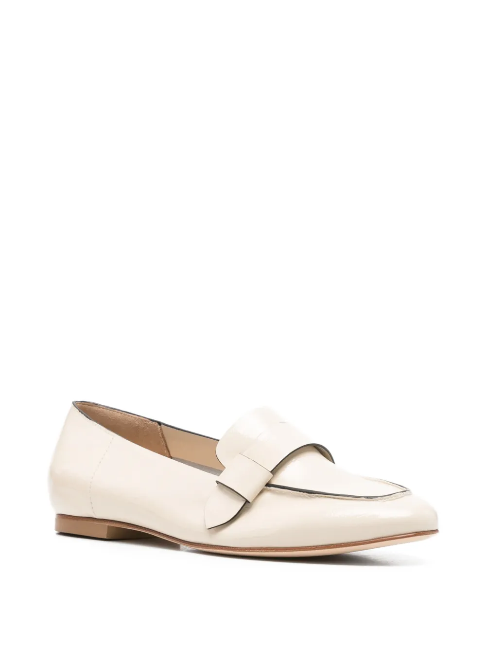 Anna F. patent-finish almond-toe loafers Beige