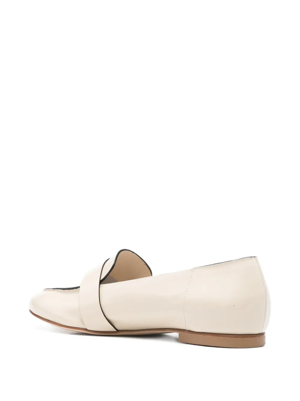 Anna F. patent-finish almond-toe loafers Beige