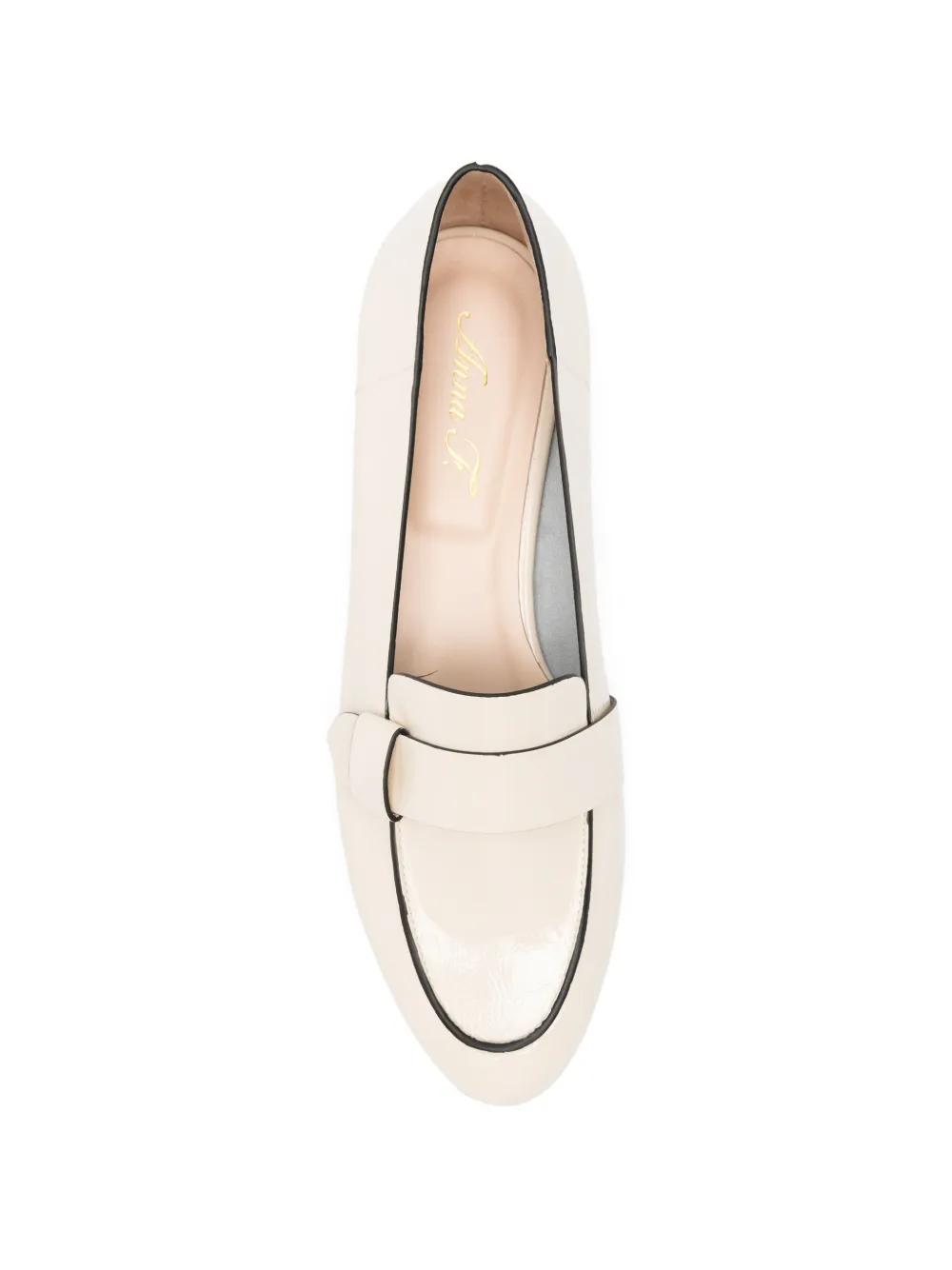 Anna F. patent-finish almond-toe loafers Beige