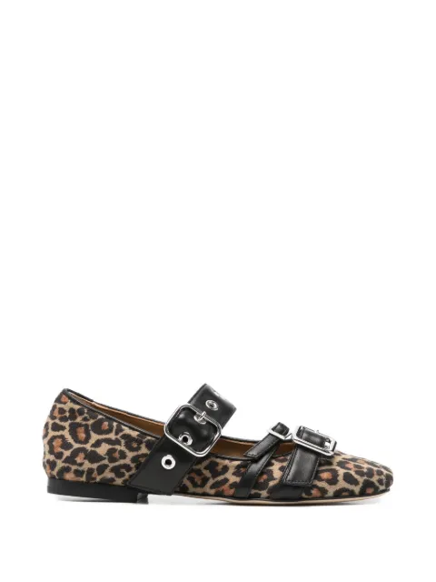 Anna F. leopard-print buckled ballet flats