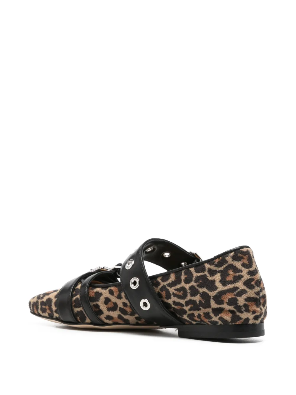 Anna F. leopard-print buckled ballet flats Beige