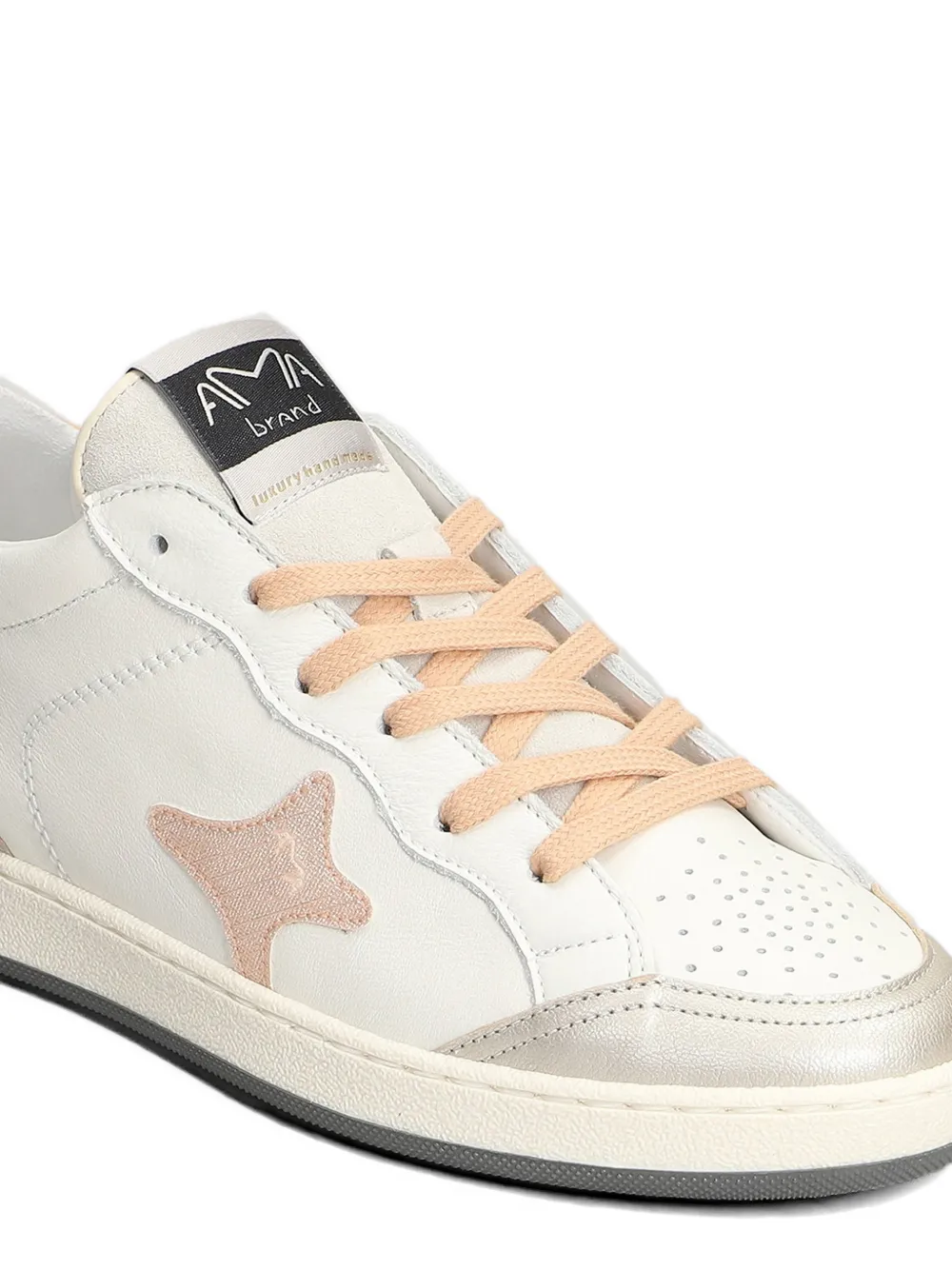Ama Brand star-patch metallic-effect sneakers Beige