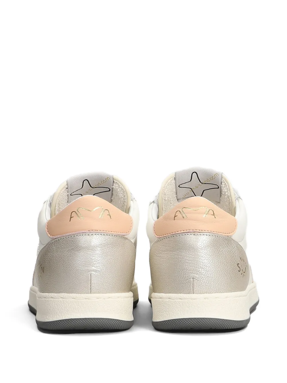 Ama Brand star-patch metallic-effect sneakers Beige