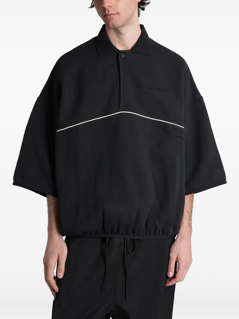 FEAR OF GOD ESSENTIALS piped oversized polo shirt - Nero