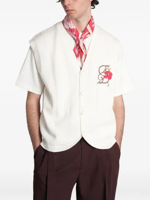 Drôle De Monsieur floral-embroidered sleeveless cardigan