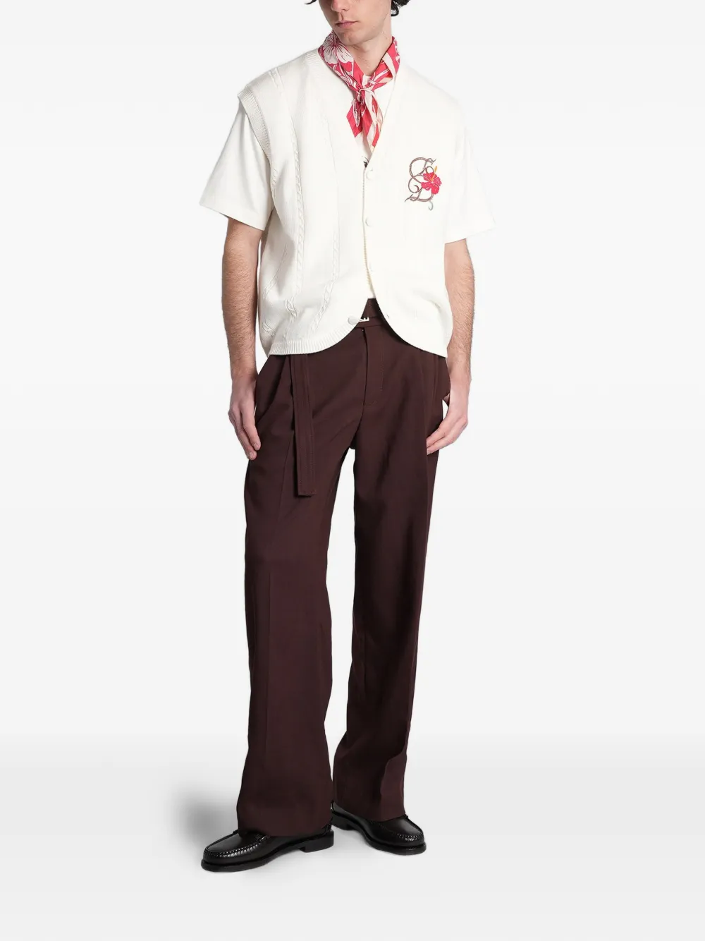 Drôle De Monsieur Vest met geborduurde bloemen Wit