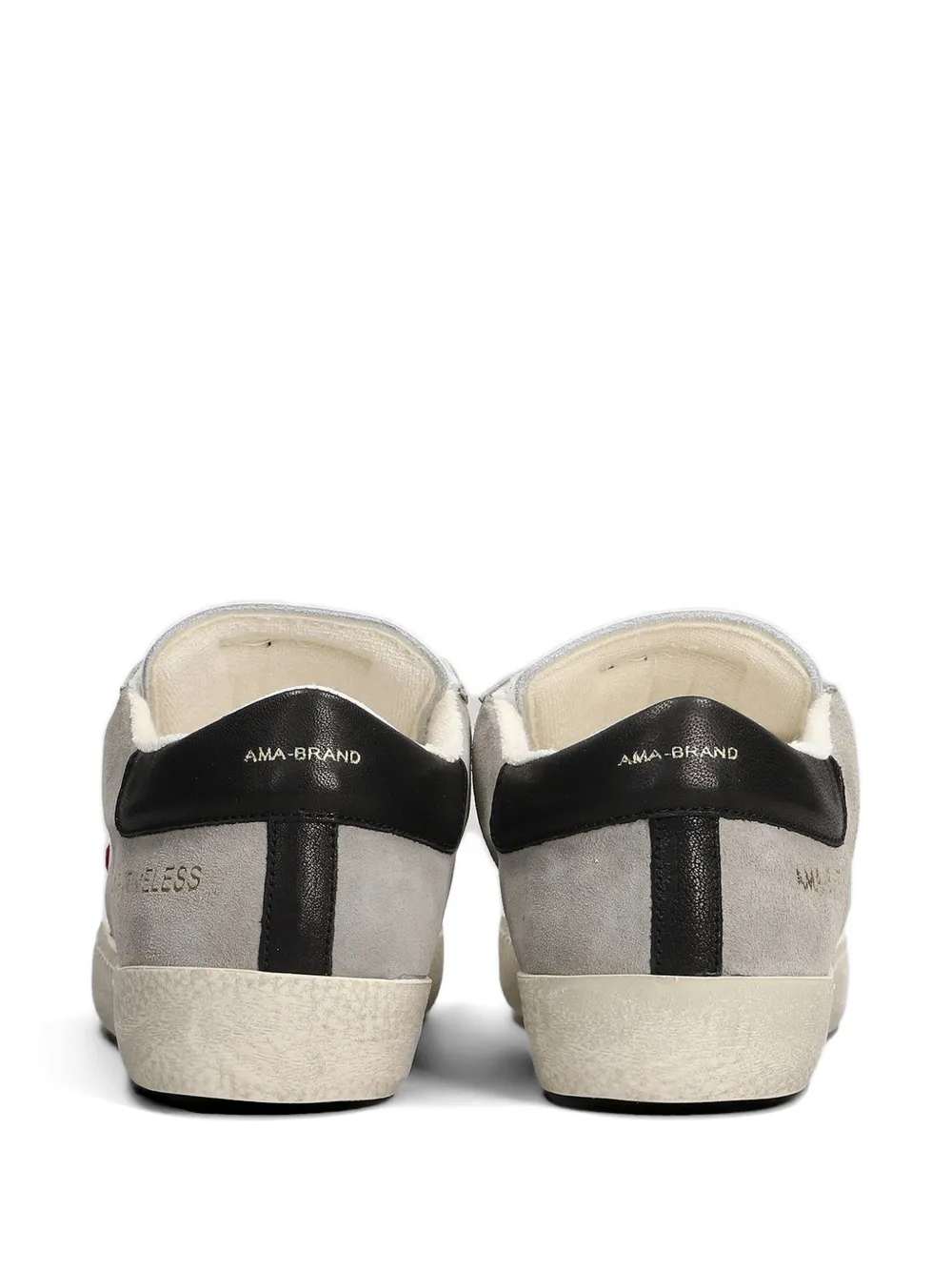 Ama Brand star-patch suede-panel sneakers Wit