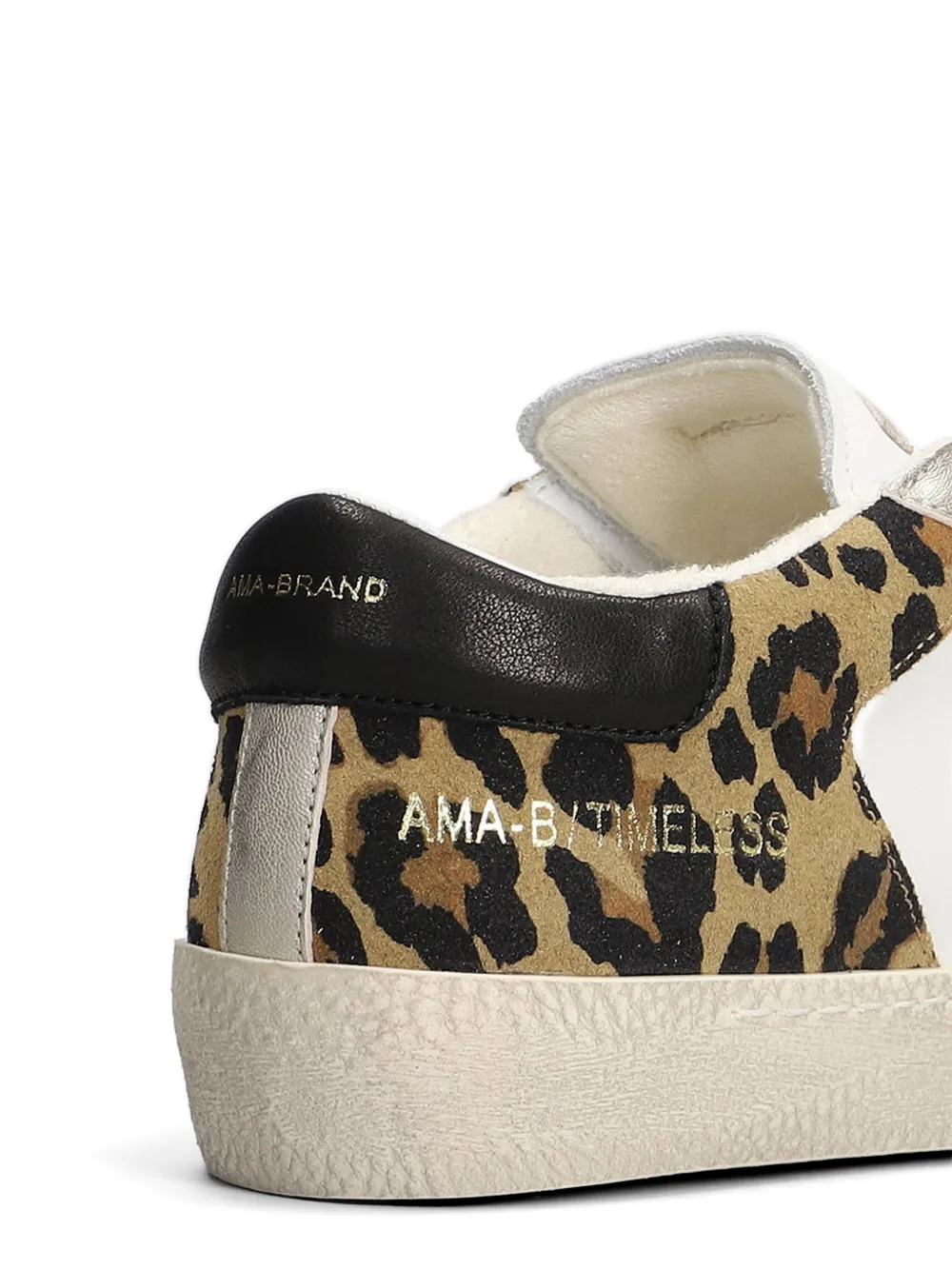 Ama Brand leopard-print glitter-star sneakers Wit