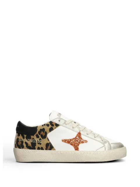 Ama Brand leopard-print glitter-star sneakers