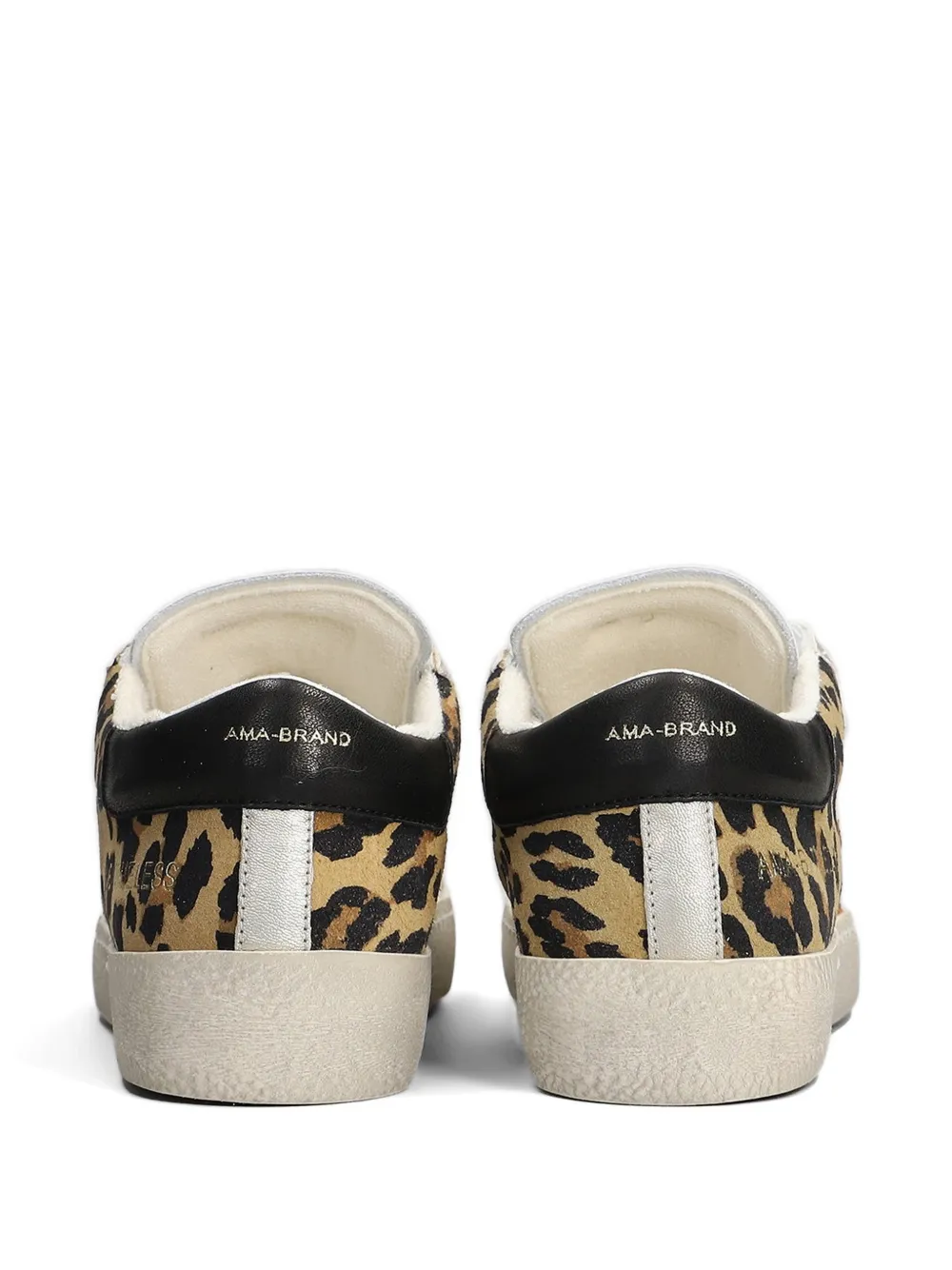 Ama Brand leopard-print glitter-star sneakers Wit