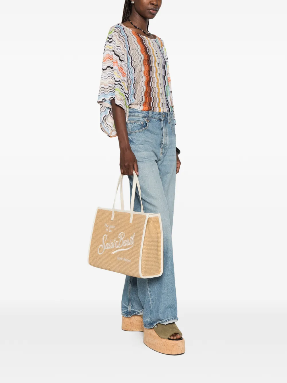 MC2 Saint Barth Vivian shopper met geborduurd logo Beige