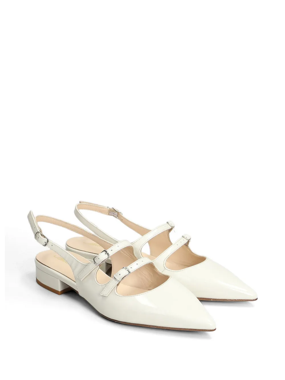 Anna F. patent-finish slingback flat pumps Beige