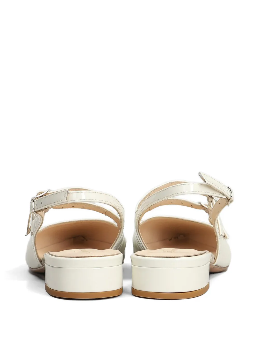 Anna F. patent-finish slingback flat pumps Beige