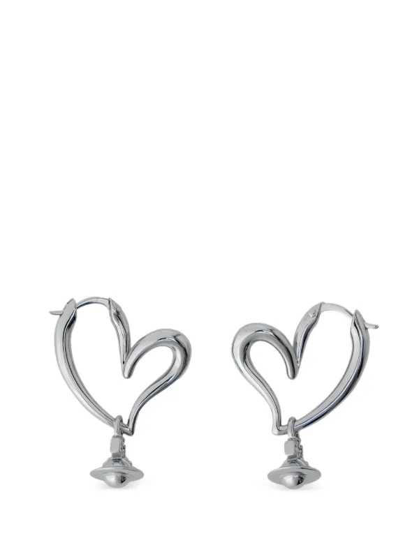 Vivienne Westwood Emily ハート フープピアス | シルバートーン