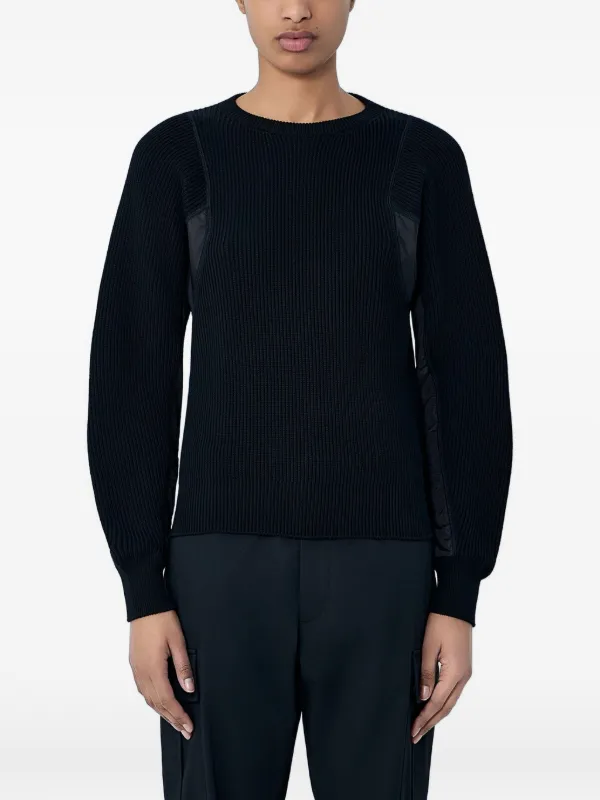 Moncler Ribbed Contrast-panel Sweater in Black