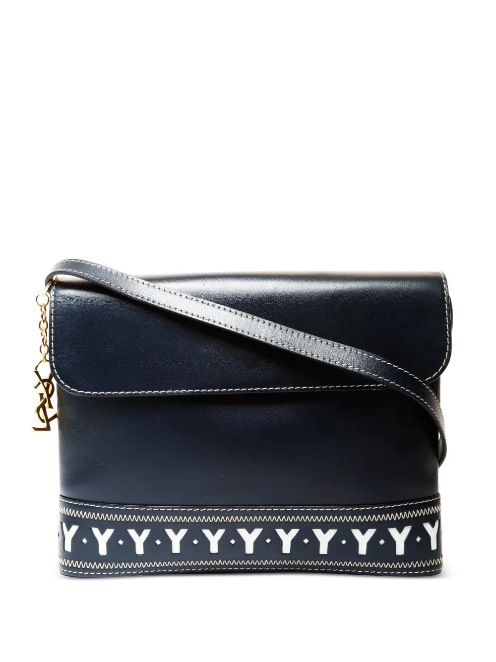 Saint Laurent Pre-Owned 1990s logo leather shoulderbag - Blu