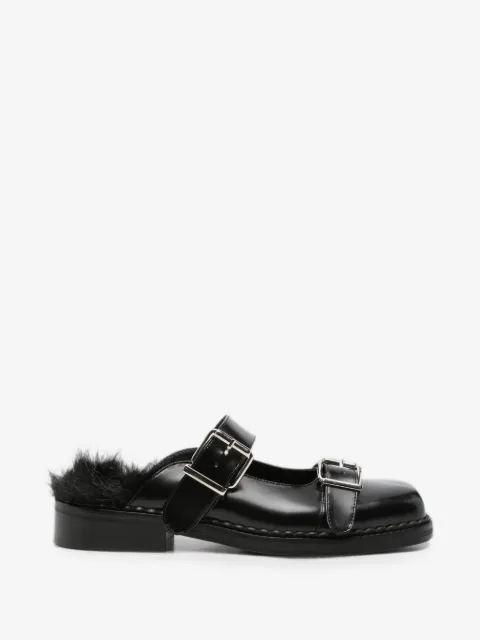 Simone Rocha faux-fur buckle mules