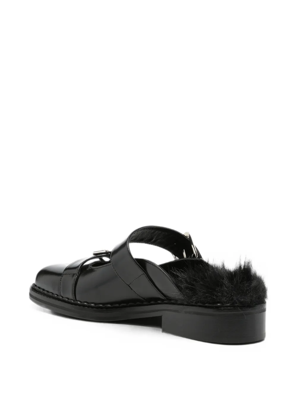 Simone Rocha faux-fur buckle mules Zwart