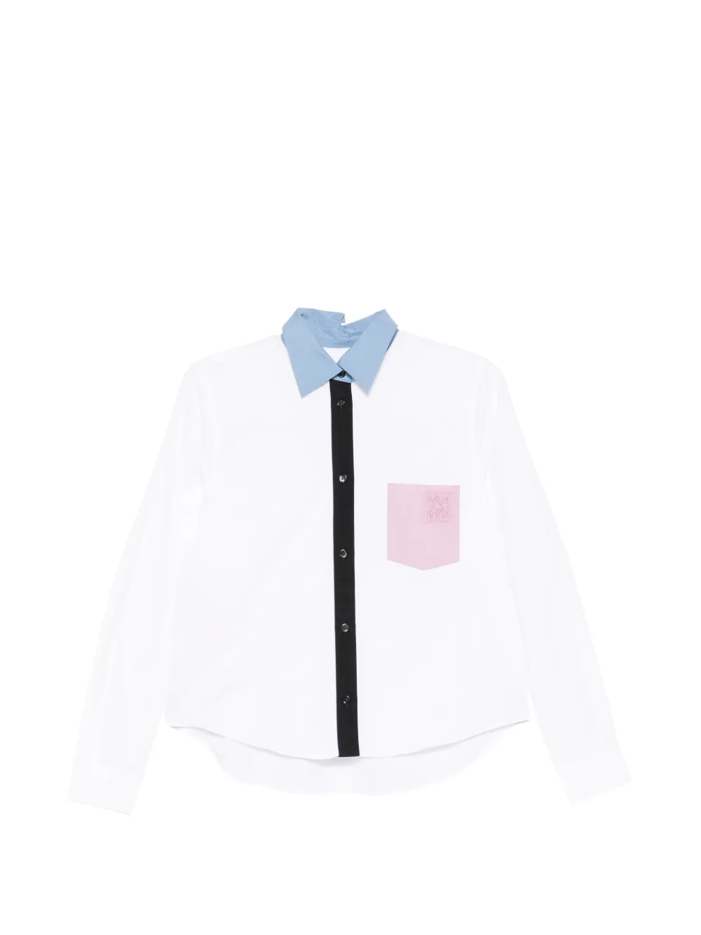 Marni contrast-collar patch-pocket shirt - Bianco