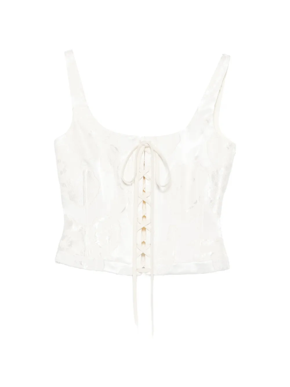 Alexander McQueen lace-up floral-jacquard top - Bianco