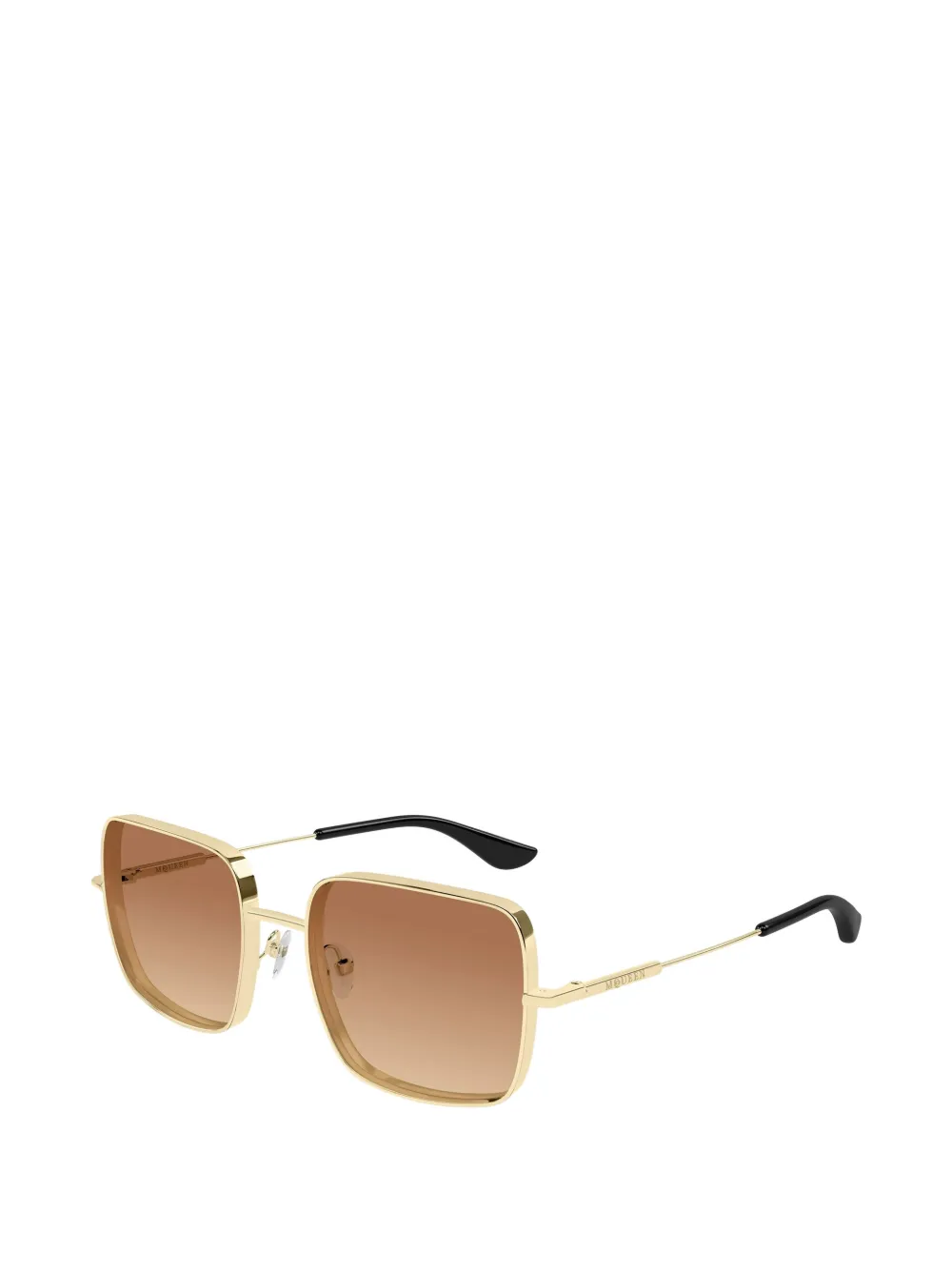 Alexander McQueen Zonnebril met vierkant metalen montuur Goud