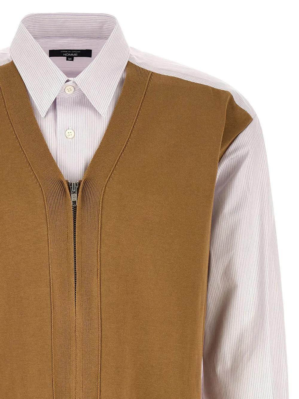 Comme des Garçons Homme Gestreept overhemd met inzetstuk Wit