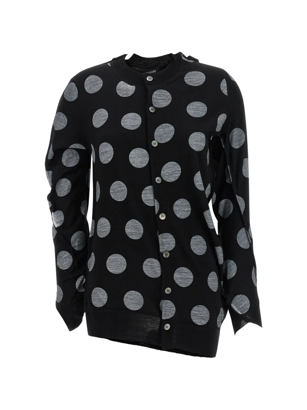 Junya Watanabe polka-dot asymmetrical cardigan - Nero