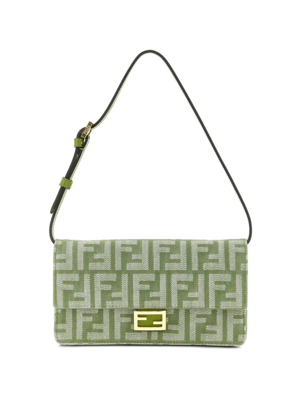 FENDI Baguette FF-jacquard shoulder bag - Green