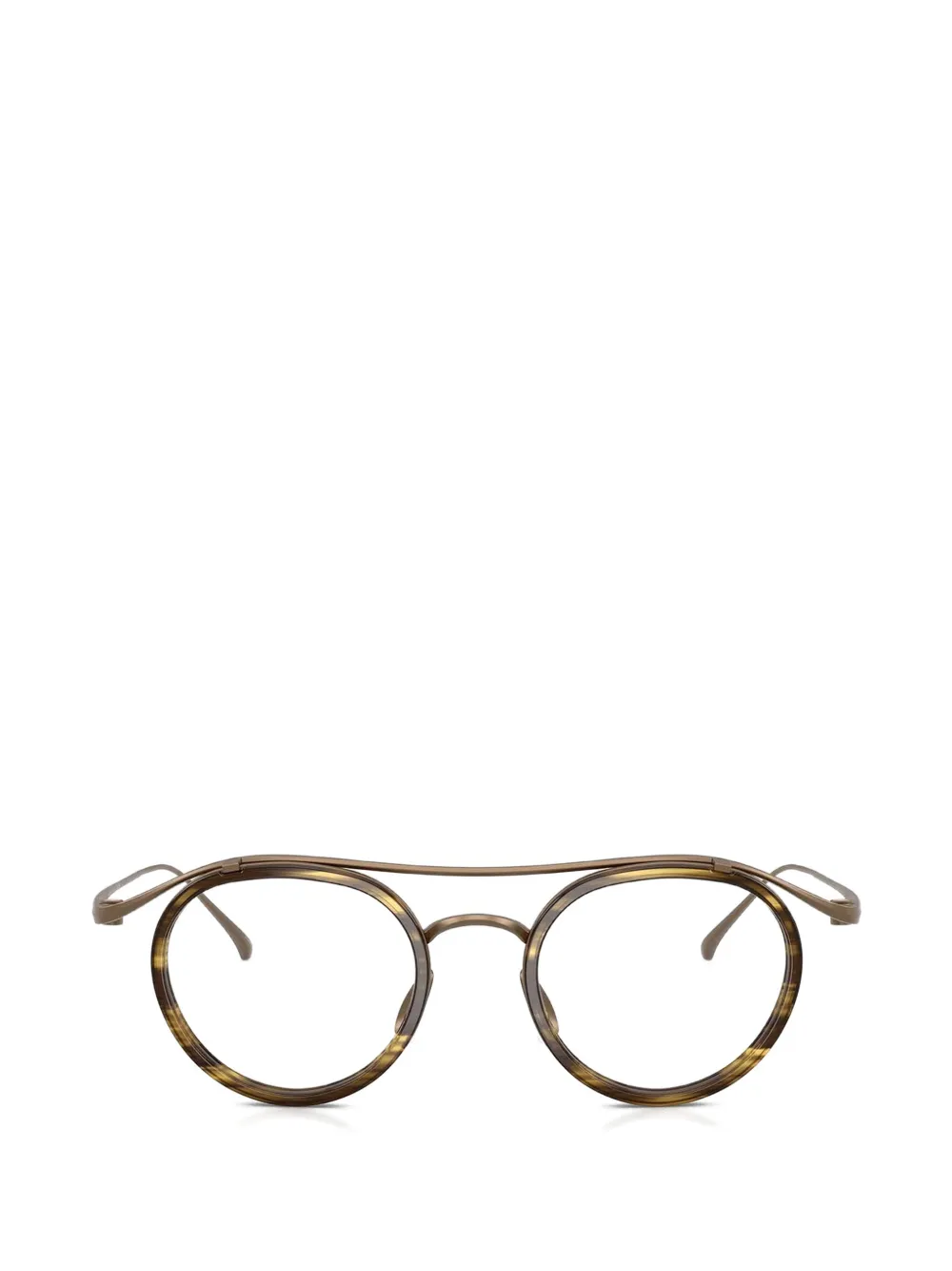 Giorgio Armani double-bridge round glasses - Gold