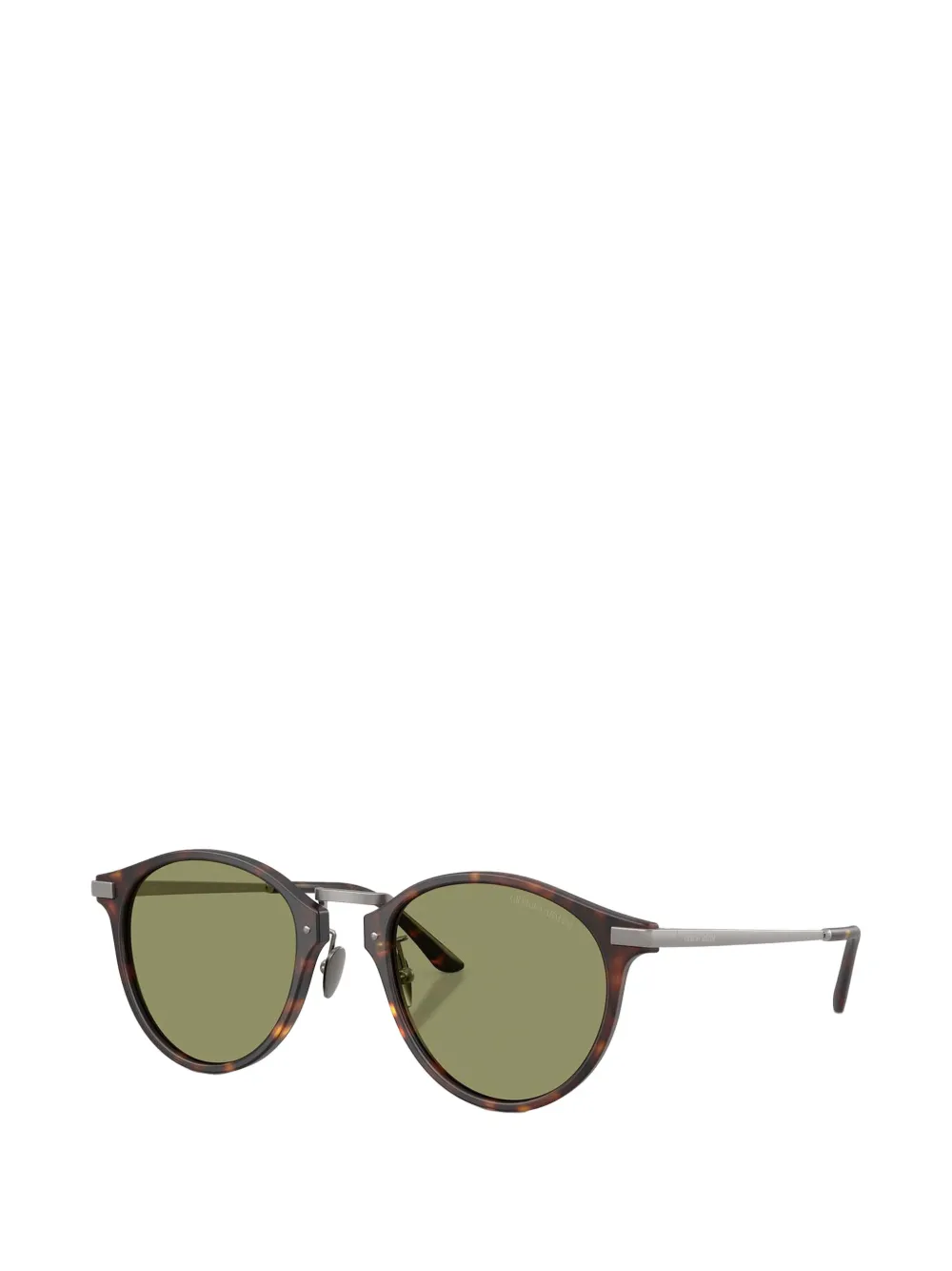 Giorgio Armani Zonnebril met rond montuur en schildpadschild-design Bruin