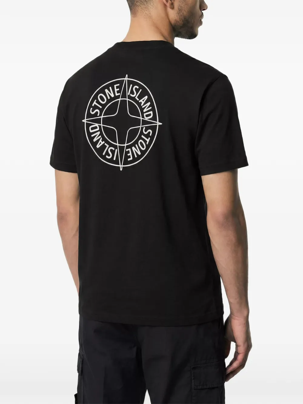 Stone Island T-shirt met logodetail Zwart