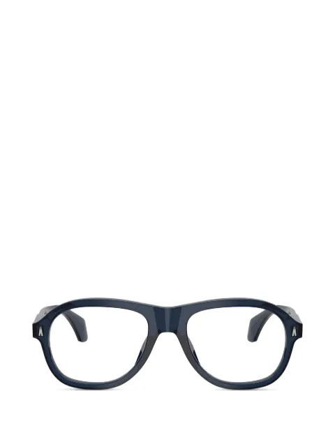Moncler Eyewear shiny transparent dark blue round-frame glasses