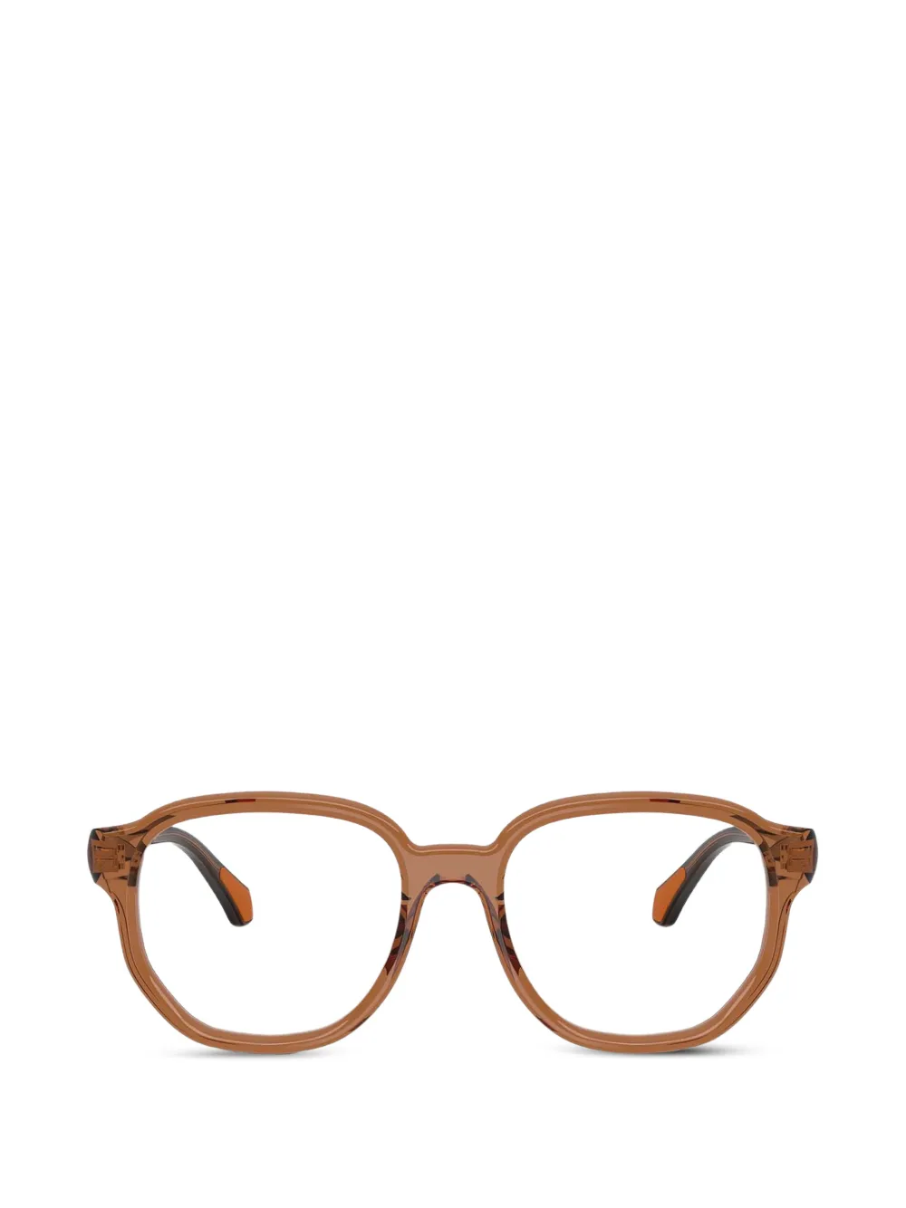 Moncler Eyewear cognac round frame glasses · 55