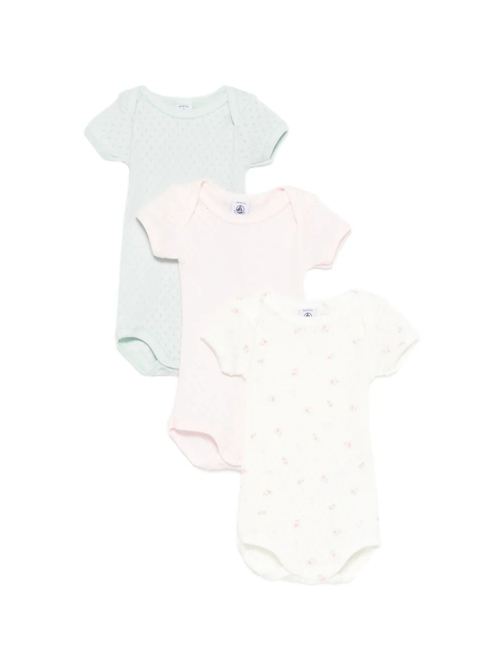 Petit Bateau pointelle floral bodie set of three - Verde