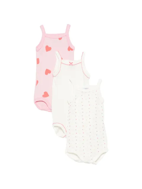 Petit Bateau heart print bodie set of three