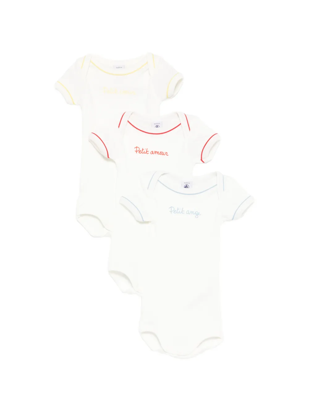 Petit Bateau embroidered bodie set of three - Bianco