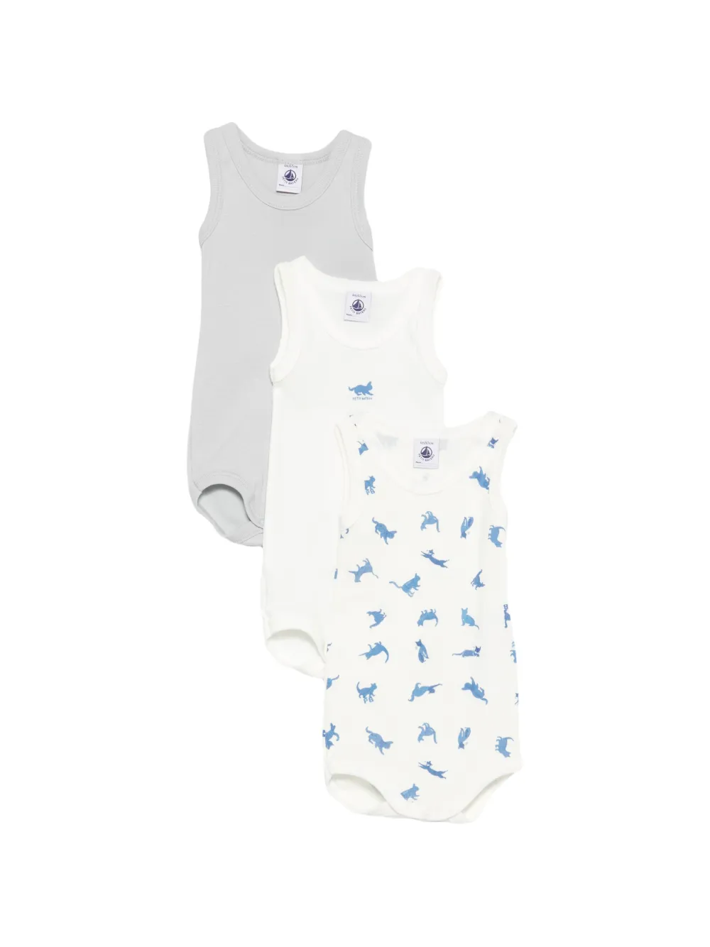 Petit Bateau print bodie set of three - Grigio