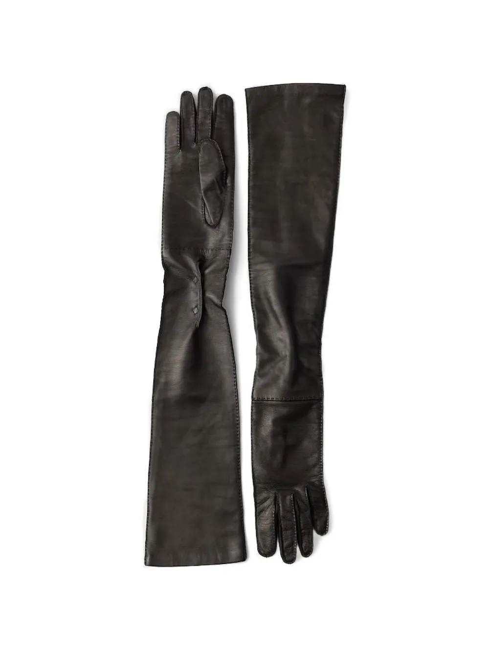 Prada Guanti lunghi in pelle - Nero