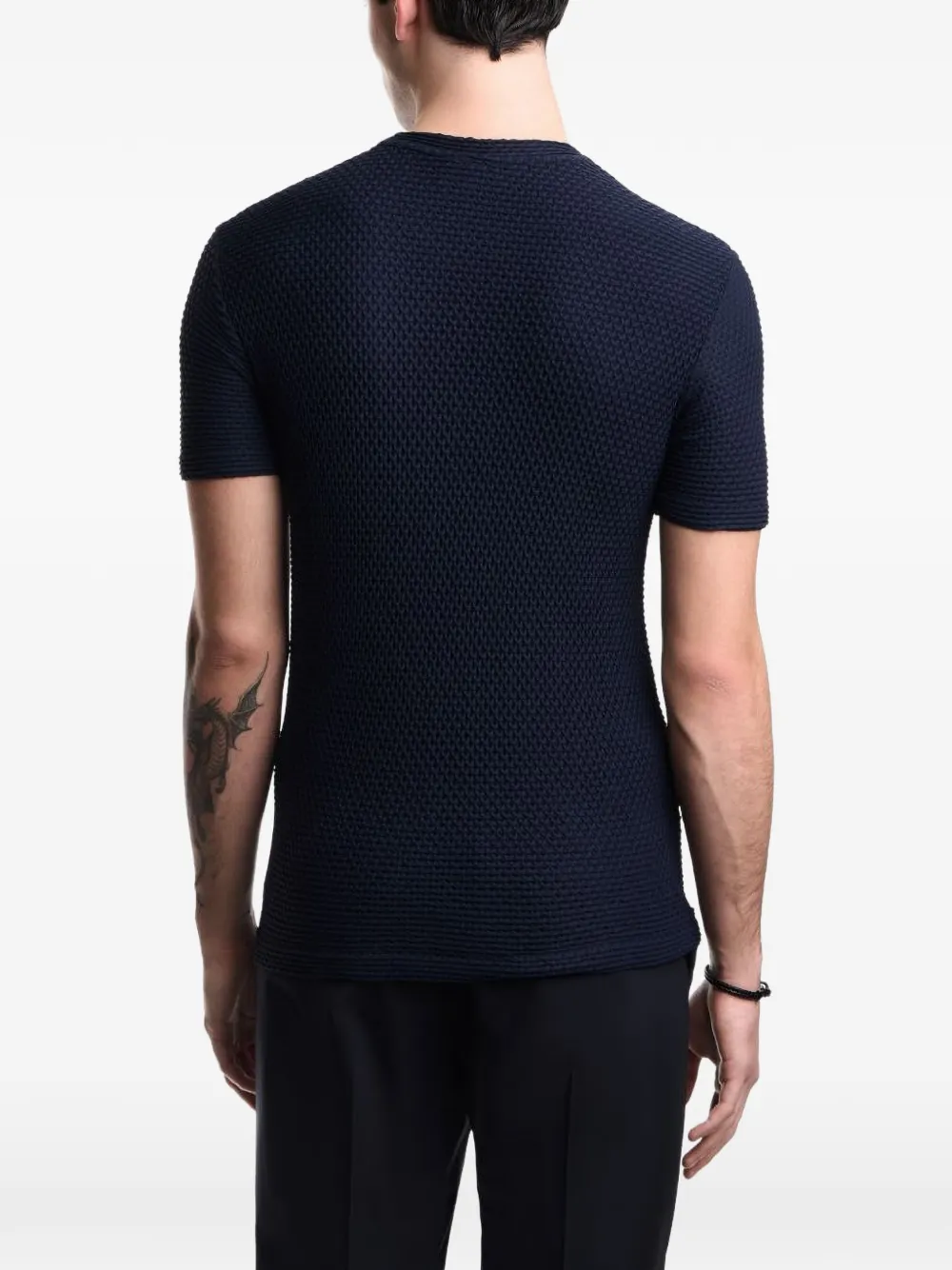 Emporio Armani T-shirt met wafelpatroon Blauw