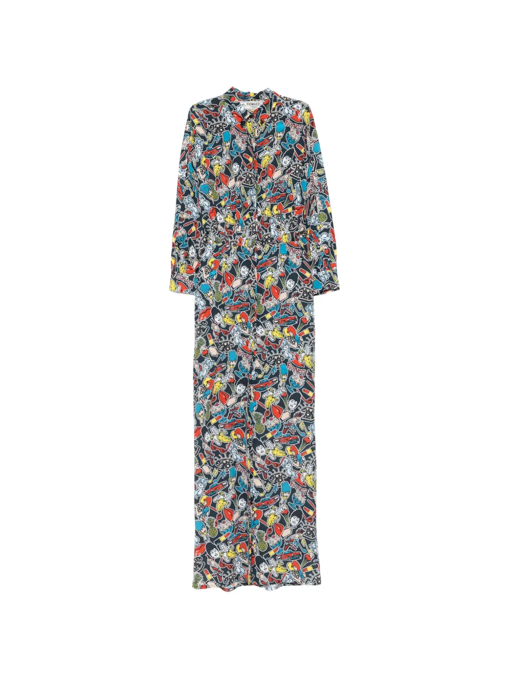 Fiorucci graphic-print long-sleeve maxi dress - Nero