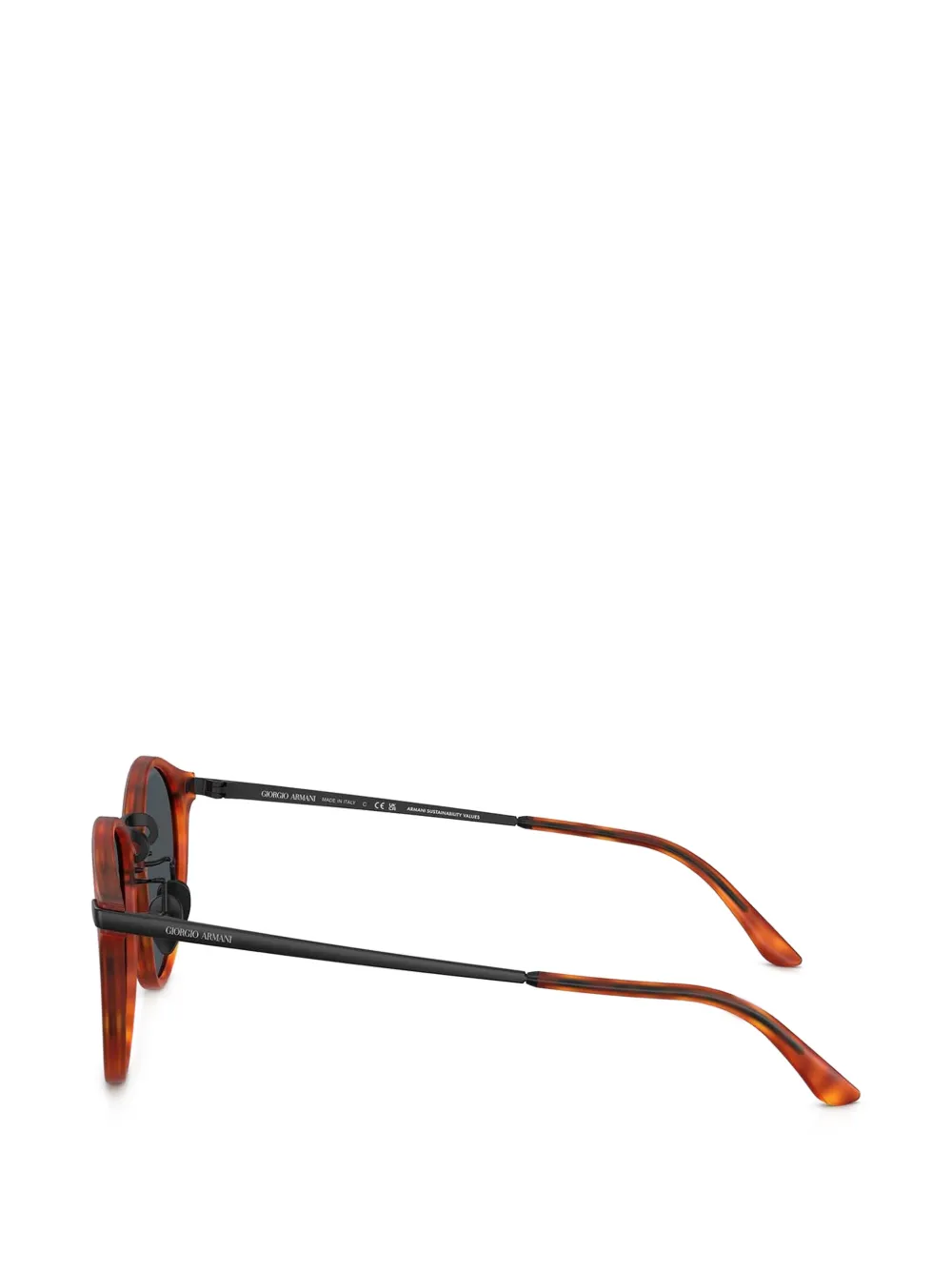 Giorgio Armani Zonnebril met rond montuur en schildpadschild-design Bruin