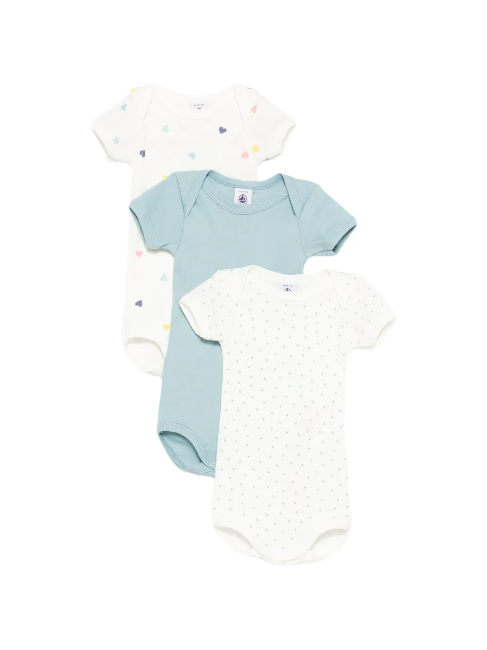 Petit Bateau heart print bodie set of three - Toni neutri